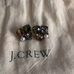 NWOT J. Crew Multi-Color Gemstones and Pearl Cluster Stud Earrings